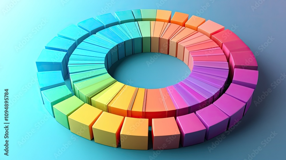 Obraz premium 3D radial chart with vivid gradients, [color-coded chart], [showcasing innovative and futuristic business solutions] 