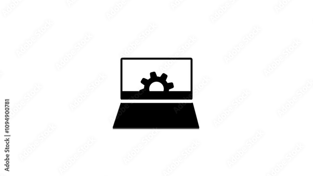 Laptop with gear rotating animation, alpha channel. 4k videos Laptop with gear rotating animation, alpha channel. 4k videos