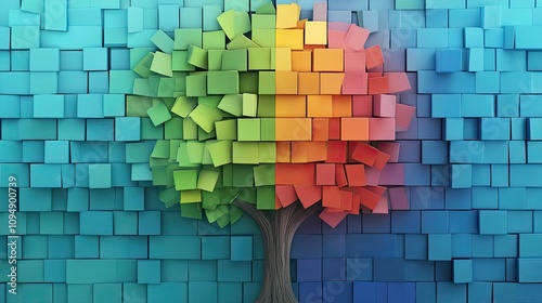 Fototapeta Naklejka Na Ścianę i Meble -  Business color chart shaped like a tree, [organic data visualization], [concept of growth and sustainability in business] 