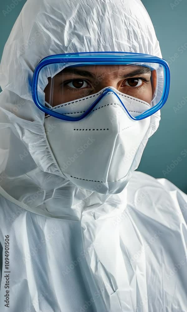 A man in a white lab coat and goggles is wearing a mask. He is wearing a white lab coat and goggles, which are essential for protecting his eyes and face from any potential hazards in the lab A man in a white lab coat and goggles is wearing a mask. He is wearing a white lab coat and goggles, which are essential for protecting his eyes and face from any potential hazards in the lab