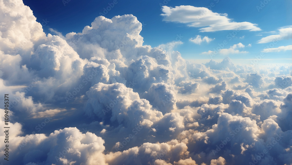 Air Clouds Against Blue Sky Flight Over a Landscape Air Clouds Against Blue Sky Flight Over a Landscape
