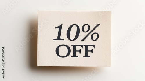 Ivory Square Note with 10 OFF Text on White Background, Perfect for Sales and Marketing