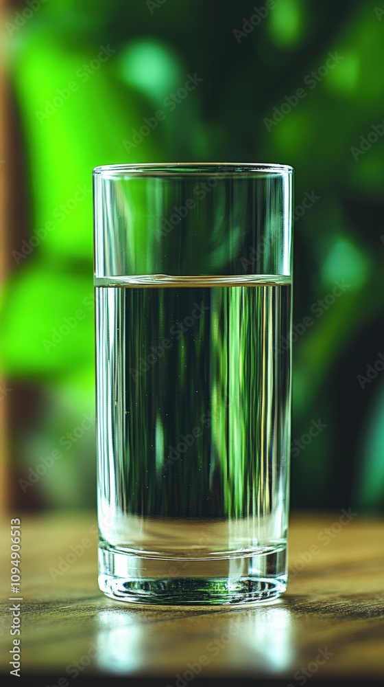 Clear Glass of Fresh Water on Wooden Table with Green Nature Background | Hydration Concept, Pure Water Reflection, Refreshing Drink, Health and Wellness Clear Glass of Fresh Water on Wooden Table with Green Nature Background | Hydration Concept, Pure Water Reflection, Refreshing Drink, Health and Wellness