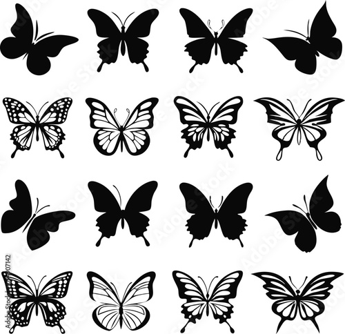 set of butterflies