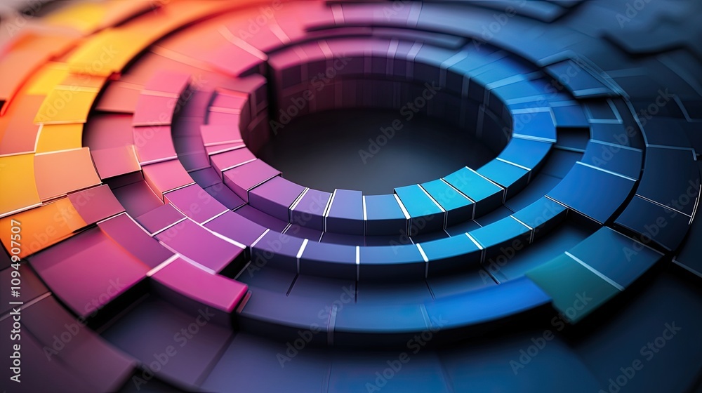 Obraz premium Creative circle chart with folded layers, [business data visual], [symbolizing depth and complexity in information]