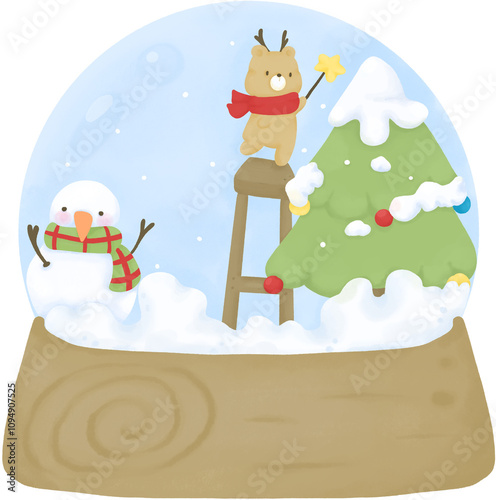 Snow Globe Christmas Winter Cute Decoration Ornament Holiday New Year Gift 