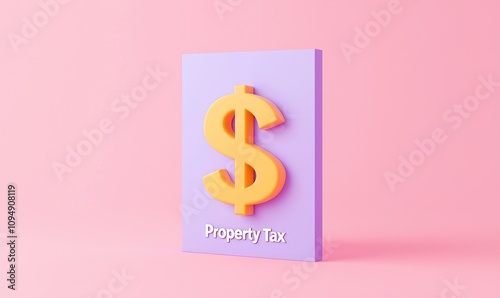 Vibrant graphic depicting the concept of property tax, featuring a dollar sign on a colorful background, perfect for financial themes.