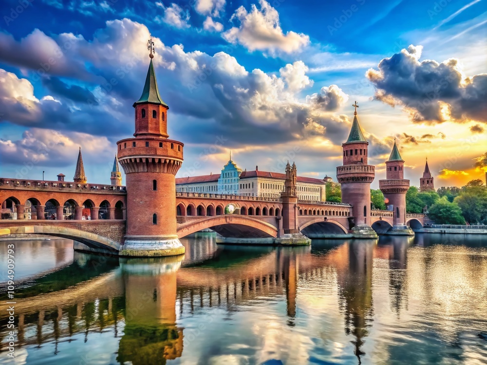 Captivating Product Photography of the Oberbaum Bridge in Berlin, Showcasing This Historic Landmark Connecting East and West, Bathed in Beautiful Light and Urban Atmosphere Captivating Product Photography of the Oberbaum Bridge in Berlin, Showcasing This Historic Landmark Connecting East and West, Bathed in Beautiful Light and Urban Atmosphere