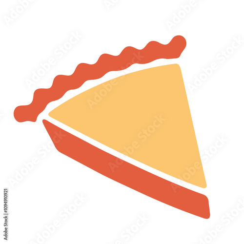 A slice of pumpkin pie with a wavy crust