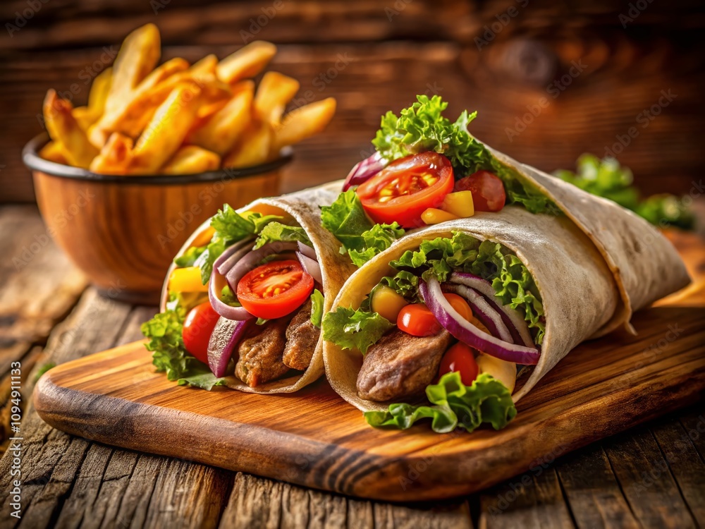 Captivating Shawarma Platter with Crispy Fries and Flavorful Meat Sauce for Culinary Delights and Food Photography Inspiration Captivating Shawarma Platter with Crispy Fries and Flavorful Meat Sauce for Culinary Delights and Food Photography Inspiration