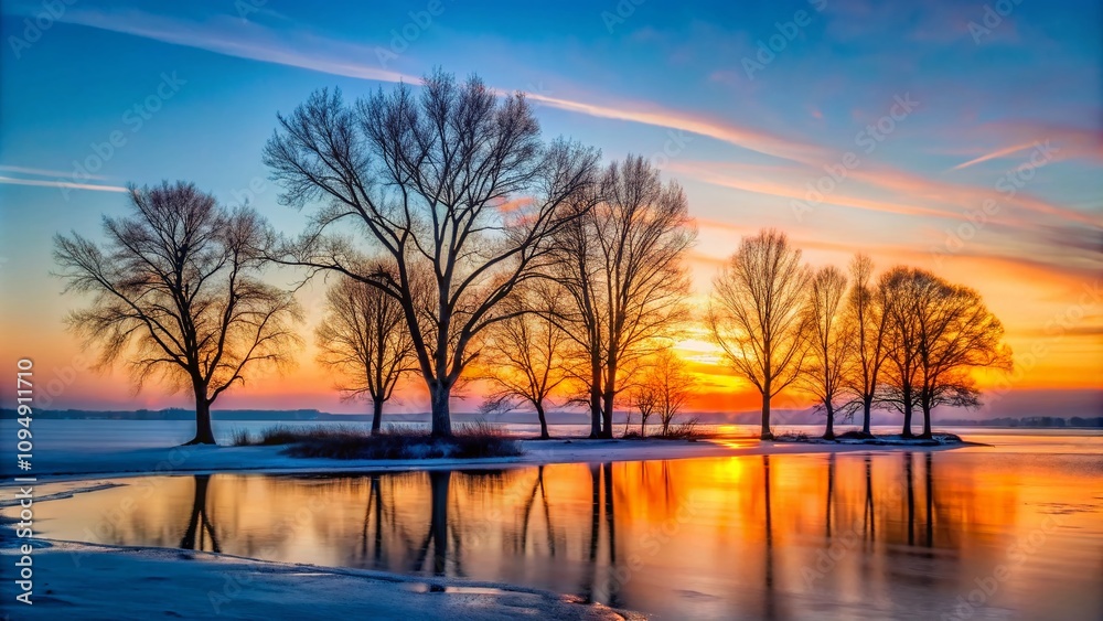 Captivating Silhouette of a Frosty Landscape at 6 Centigrade with Striking Contrasts of Nature and Light for Winter Photography Enthusiasts and Stock Image Collections Captivating Silhouette of a Frosty Landscape at 6 Centigrade with Striking Contrasts of Nature and Light for Winter Photography Enthusiasts and Stock Image Collections