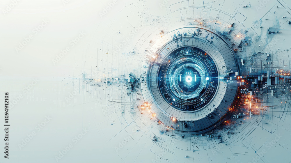 An eye-catching abstract design showcasing a futuristic circular element with dynamic particles and a glowing center, perfect for themes of technology and innovation. An eye-catching abstract design showcasing a futuristic circular element with dynamic particles and a glowing center, perfect for themes of technology and innovation.
