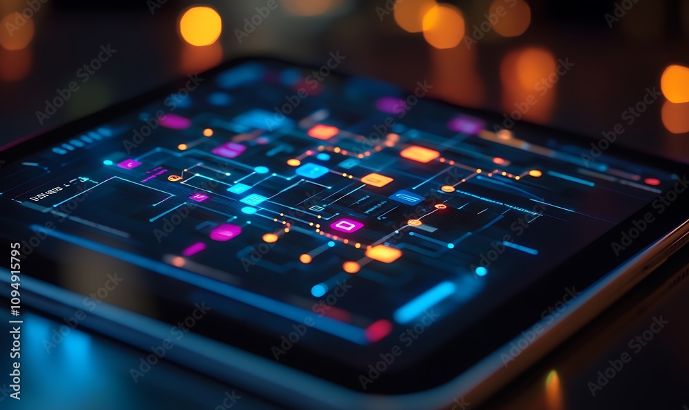 Interactive Flowchart on Digital Tablet Screen Interactive Flowchart on Digital Tablet Screen