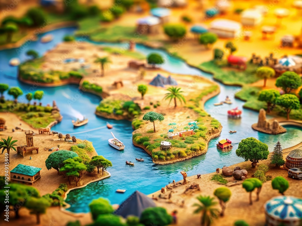 Captivating Tilt-Shift Photography of Africa Map Illustrating Diverse Geographies and Cultures in a Miniature Style for Educational and Artistic Use Captivating Tilt-Shift Photography of Africa Map Illustrating Diverse Geographies and Cultures in a Miniature Style for Educational and Artistic Use