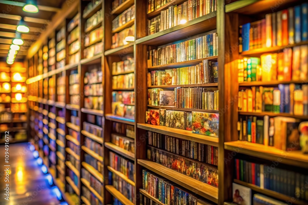 Captivating Tilt-Shift Photography of a Vibrant Manga Collection Displaying Colorful Volumes and Dynamic Artwork Under Soft Lighting in a Cozy Reading Nook Captivating Tilt-Shift Photography of a Vibrant Manga Collection Displaying Colorful Volumes and Dynamic Artwork Under Soft Lighting in a Cozy Reading Nook