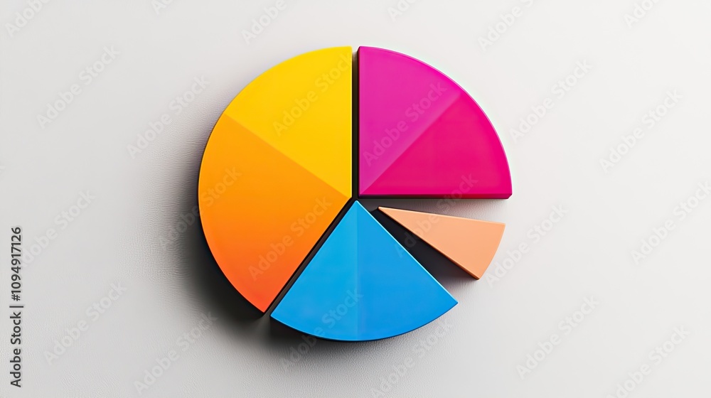 Obraz premium Minimalist color-coded pie chart, [business visualization], [symbolizing data clarity and strategic insight]