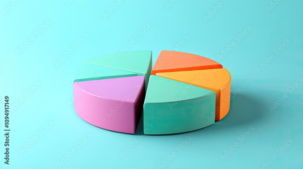 Obraz premium Minimalist color-coded pie chart, [business visualization], [symbolizing data clarity and strategic insight]