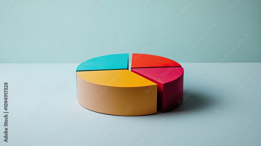 Obraz premium Minimalist color-coded pie chart, [business visualization], [symbolizing data clarity and strategic insight]