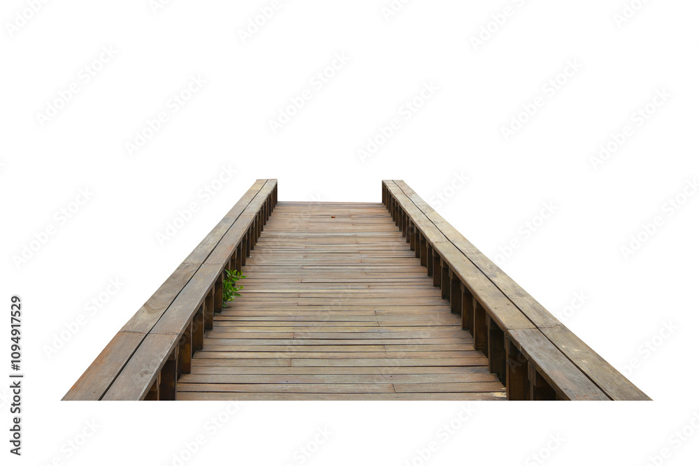wooden bridge isolated on white background. This has clipping path. wooden bridge isolated on white background. This has clipping path.