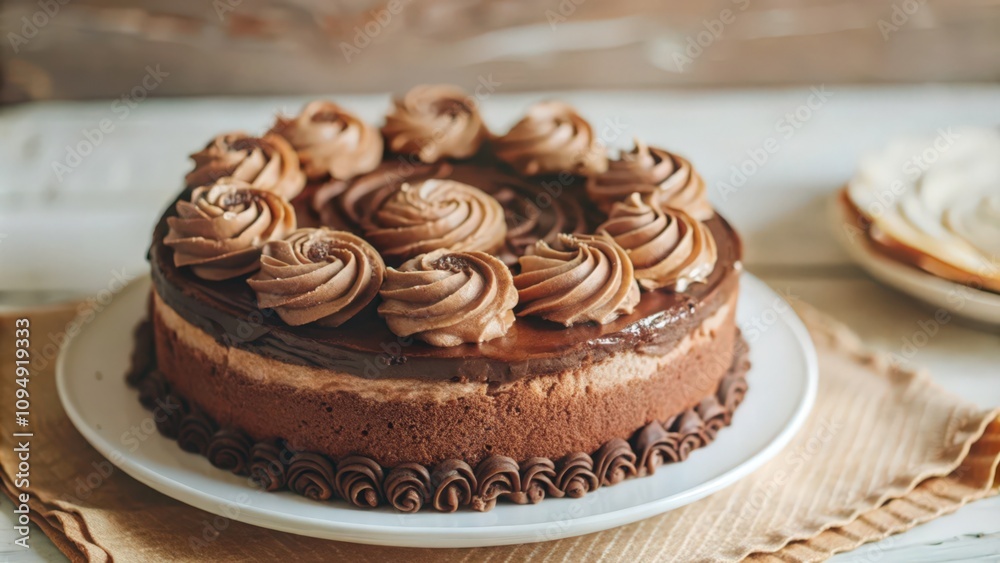 Chocolate Cake with Swirls of Icing Chocolate Cake with Swirls of Icing