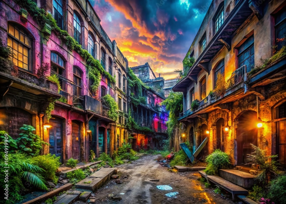 Fototapeta premium Captivating Urban Exploration Photography Showcasing Abandoned Buildings, Street Art, and Hidden Gems for the Best Pics Website Enthusiasts and Adventurers