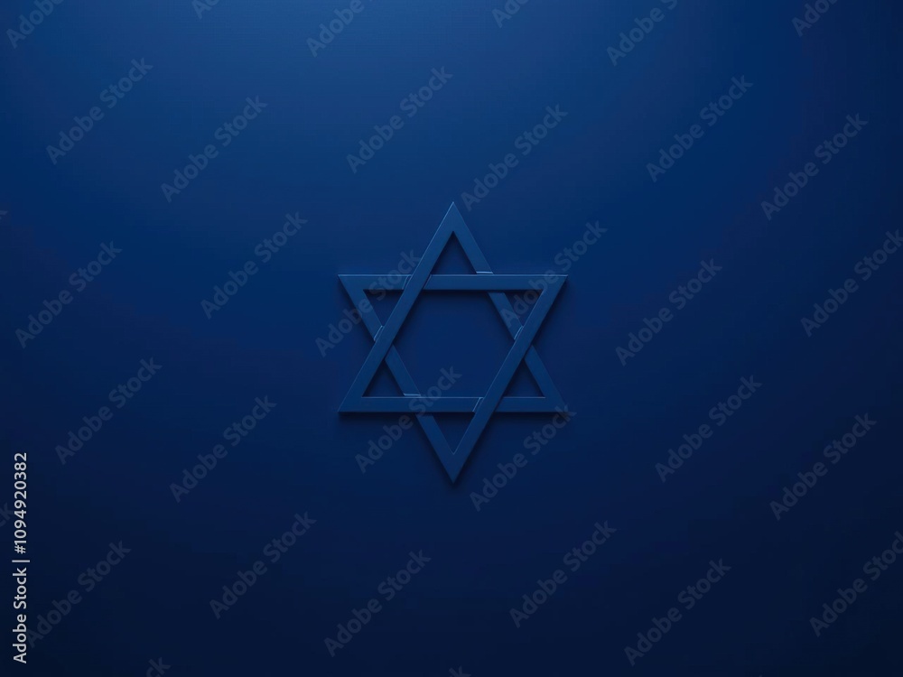 A stylized Jewish star on a dark blue background with a subtle gradient effect, geometric pattern, spirituality A stylized Jewish star on a dark blue background with a subtle gradient effect, geometric pattern, spirituality