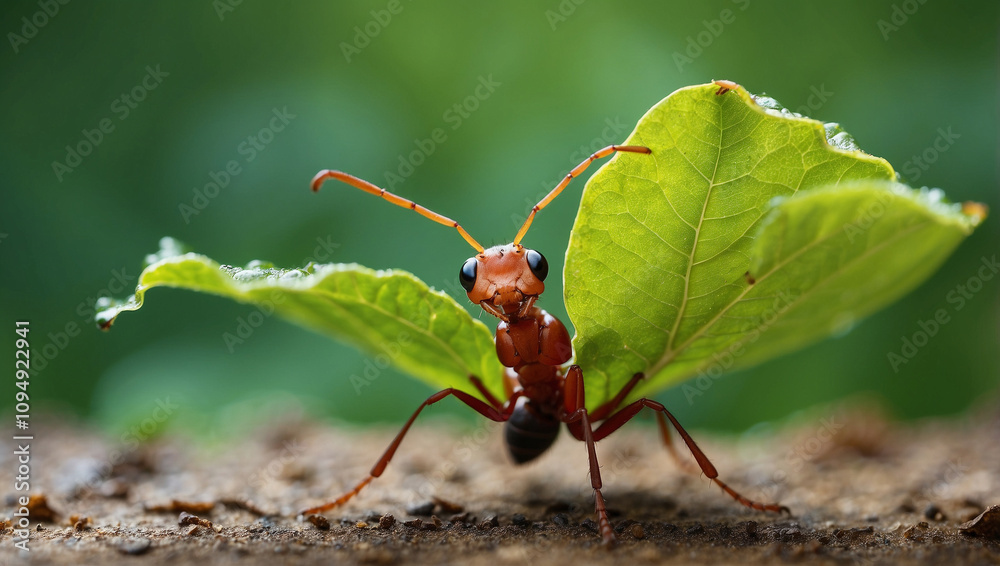 Ant Carrying a Leaf a Macro Photography Ant Carrying a Leaf a Macro Photography