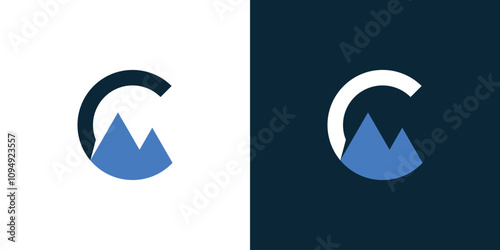 C logo combination with mountains logo