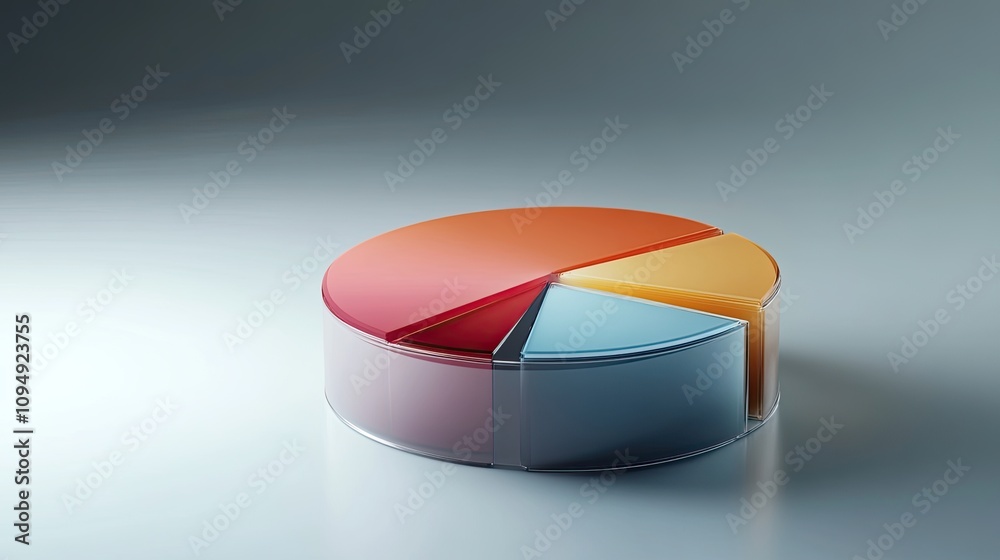 Obraz premium Realistic 3D pie chart with metallic sheen, [business visual], [emphasizing precision and cutting-edge technology]