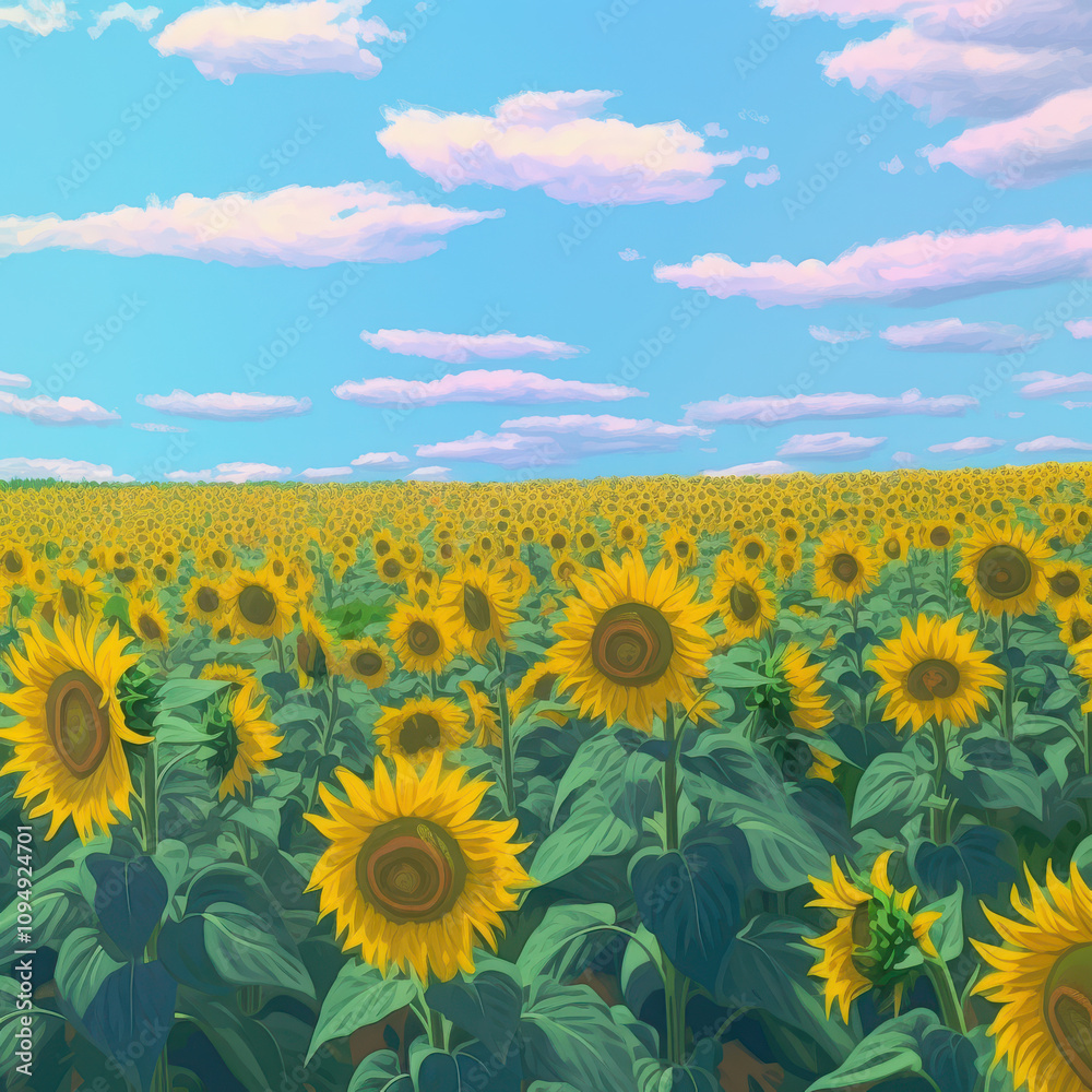 Obraz premium field of vibrant sunflowers in the summer