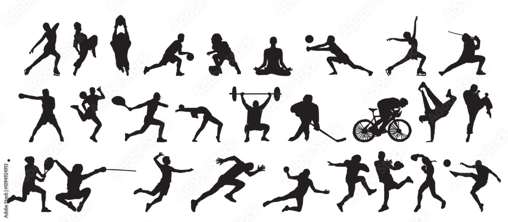 silhouette of different sports full isolated silhouette of different sports full isolated