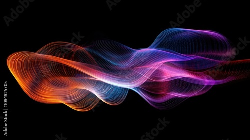 Organic flowing chart made of colored light trails, [business trends depiction], [concept of dynamic movement in markets] 