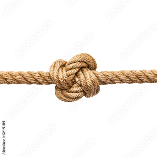 Intricate knot tied in natural jute rope