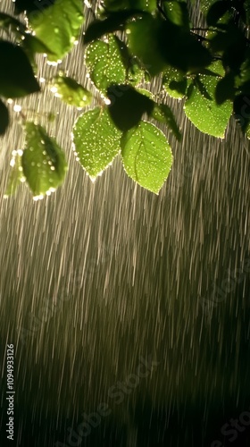 Rainy Night Leaves: Dark an...