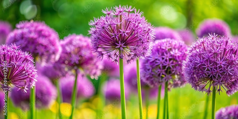 Close-Up of the Ornamental Allium cristophii Plant Thriving in a Garden, Showcasing Its Unique Flower Structure and Vibrant Colors with High Depth of Field Focus Close-Up of the Ornamental Allium cristophii Plant Thriving in a Garden, Showcasing Its Unique Flower Structure and Vibrant Colors with High Depth of Field Focus