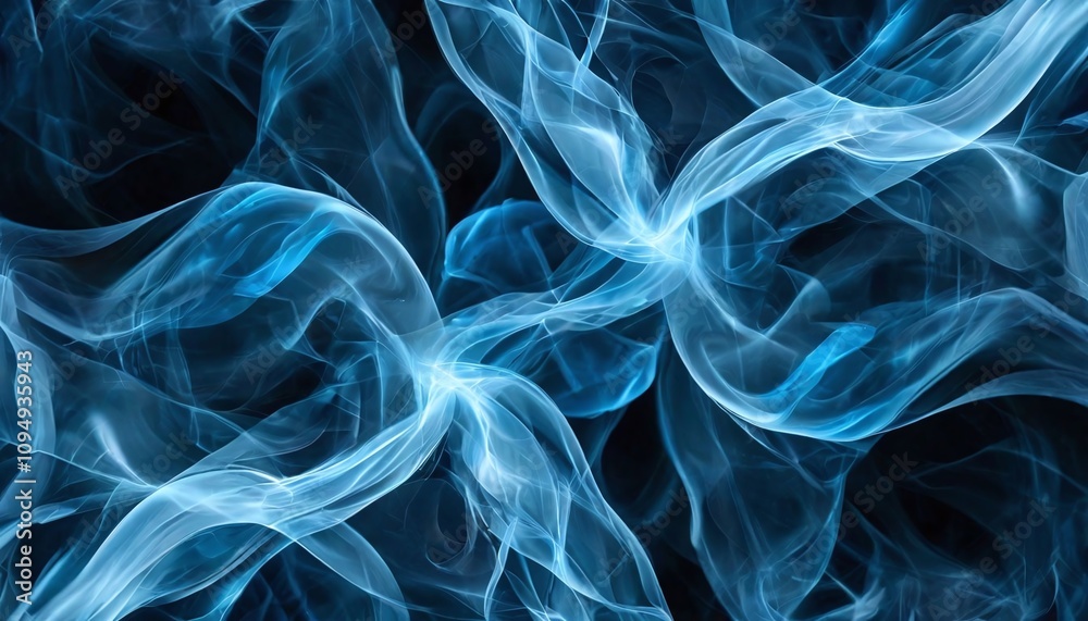 Obraz premium Smoke creating abstract patterns in blue colors.