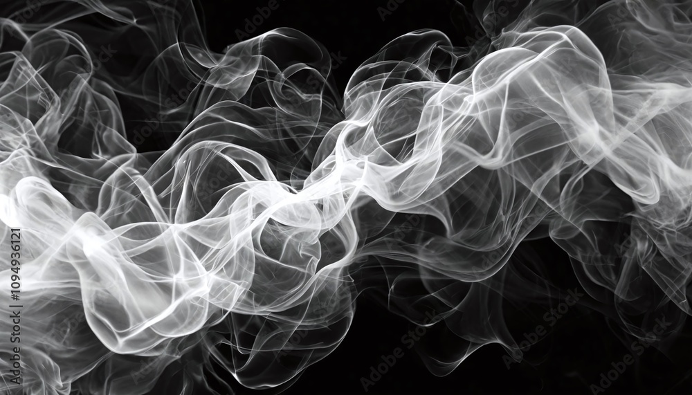 Smoke creating abstract patterns in black and white.