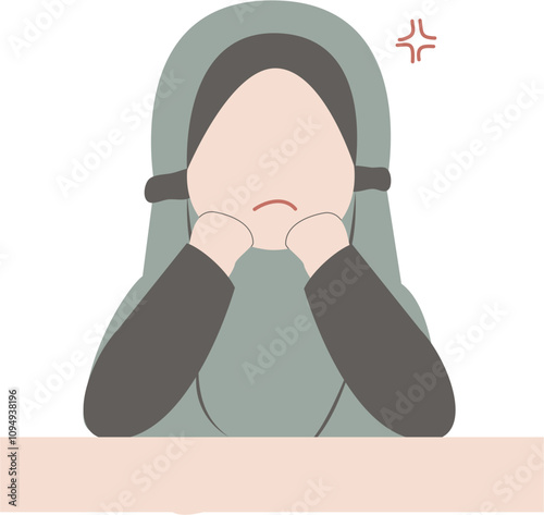 Cute hijab girl looting upset