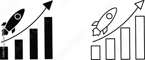 Rocket Launch Growth Chart Startup Success, Business Expansion