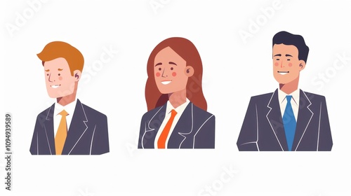 Legal experts with justice icons Legal experts in suits with virtual icons representing law, justice