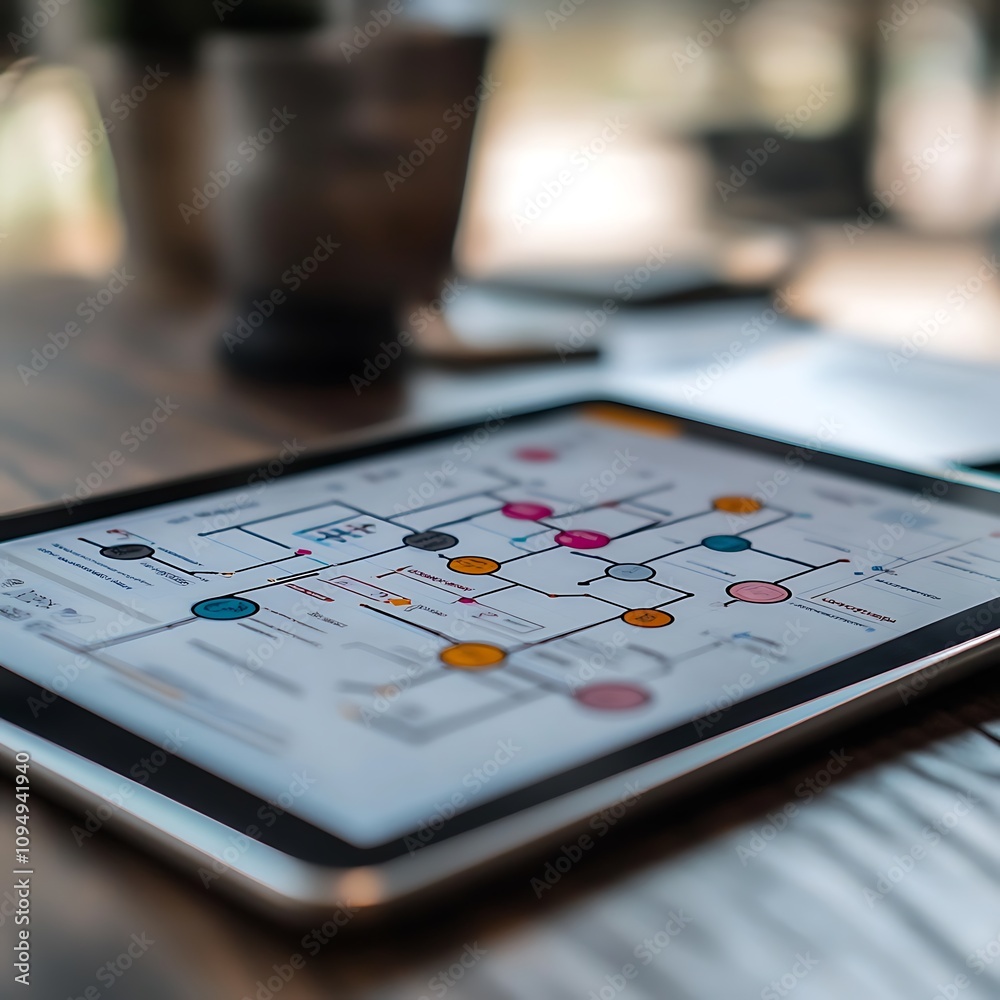 Interactive Flowchart on Digital Tablet Screen Interactive Flowchart on Digital Tablet Screen