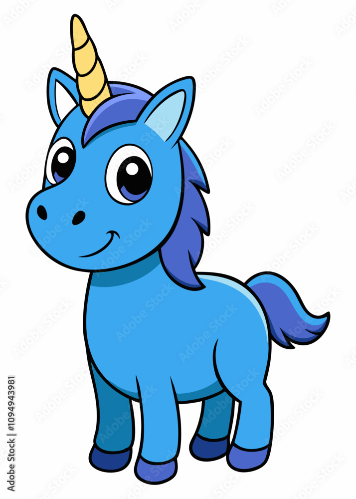 Fototapeta premium Dive into a world of fantasy with a unique blue unicorn vector illustration for your project. 