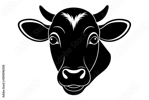 cow head silhouette vector animal.