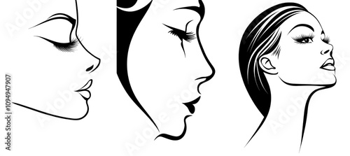 A single-line drawing captures a woman's portrait, highlighting her body and facial expression, suitable for printing.