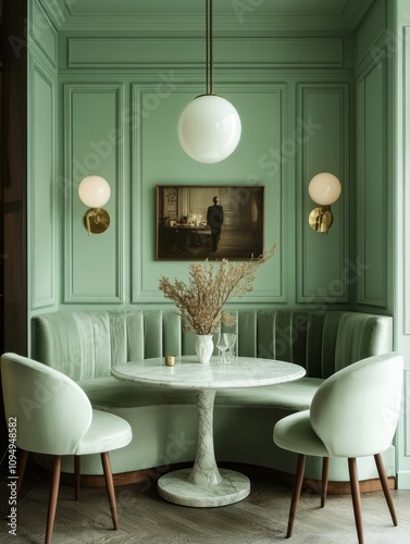 Sage Green Dining Nook With...
