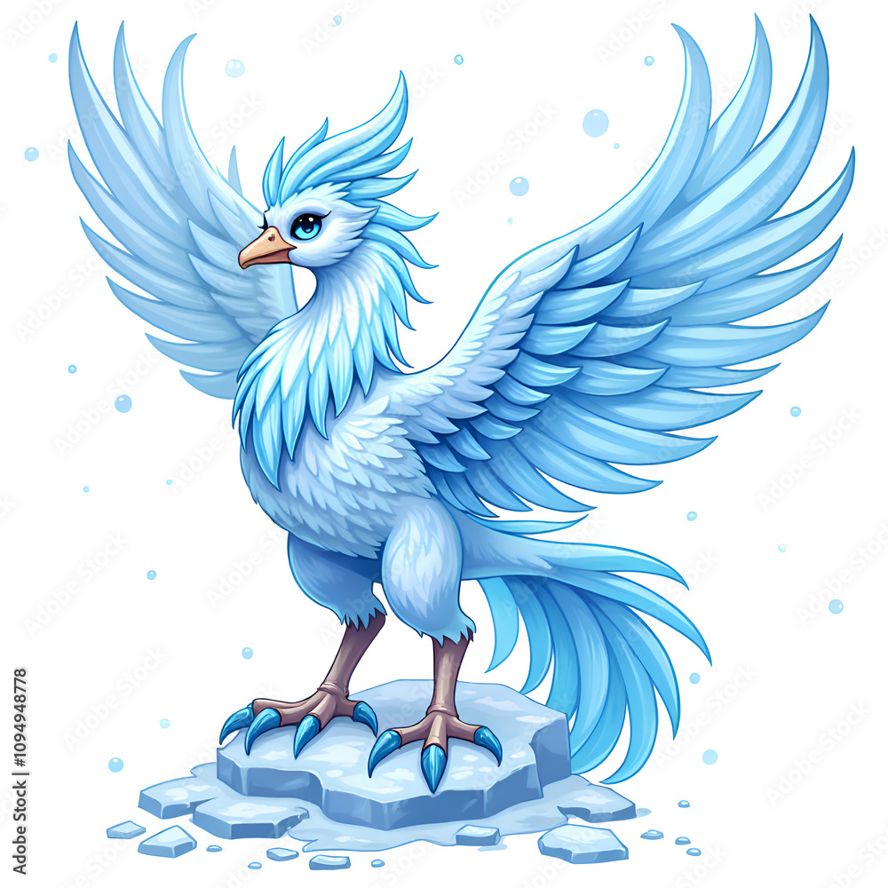 Obraz premium Majestic frostwing a symbol of winter s grace and strength in a chilly landscape, digital art of fantasy creature concept.