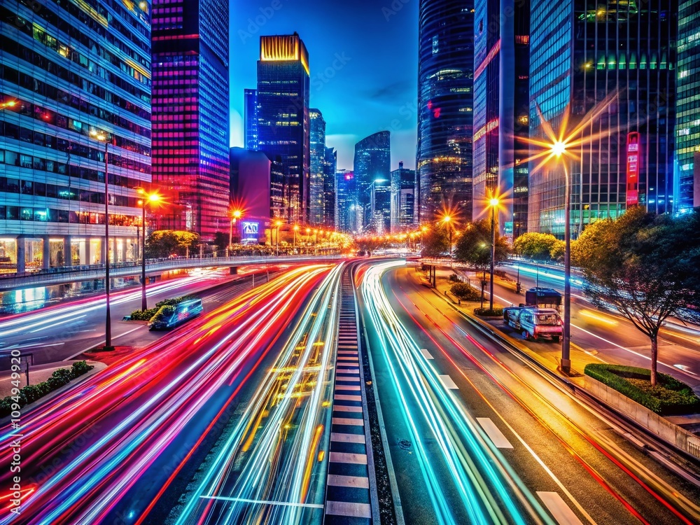 Defocused Night Traffic Lights Creating Abstract Urban Scene in Vibrant Colors and Motion Blur for Captivating Urban Exploration Photography Defocused Night Traffic Lights Creating Abstract Urban Scene in Vibrant Colors and Motion Blur for Captivating Urban Exploration Photography