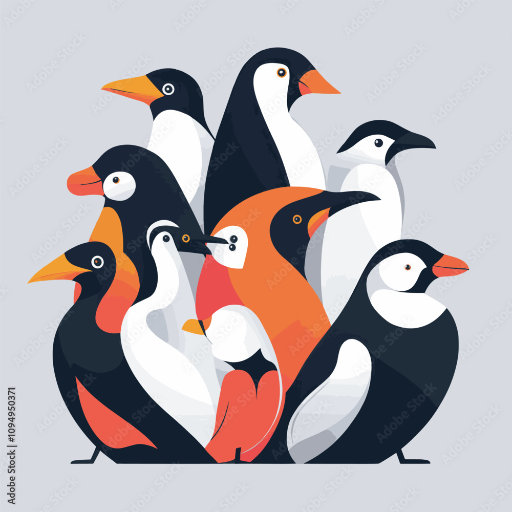 Obraz premium A large set of animals of the world on a light background.