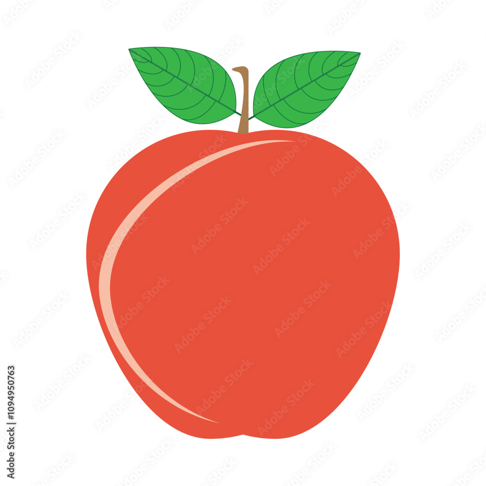 Red Apple. Flat Design Vector Illustration of a Red Apple On a White Background. Vector illustration. Red Apple. Flat Design Vector Illustration of a Red Apple On a White Background. Vector illustration.
