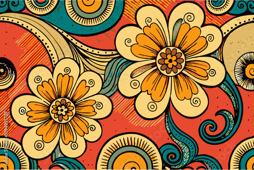Vibrant Psychedelic Flower Pattern Illustration